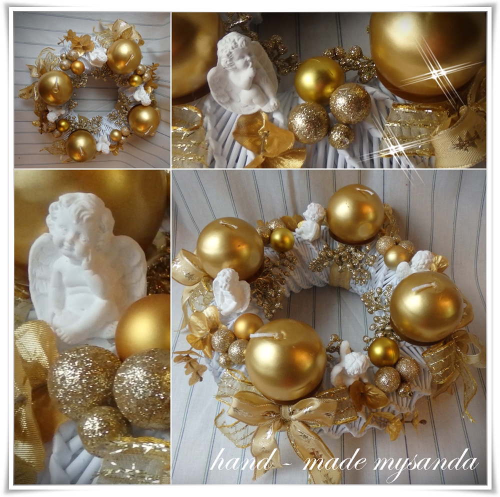 vánoce-adventní věnec zlatý